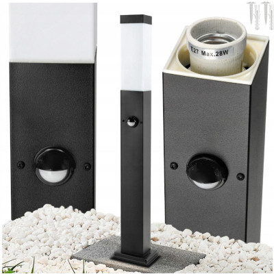 BERGE Zahradní lampa s PIR pohybovým senzorem, stojící zahradní sloupek, LED, 60 cm E27