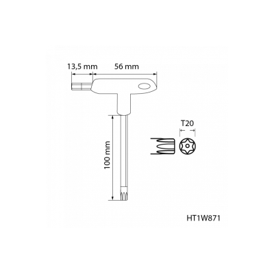 Bezpečnostní klíče Torx typu T, dlouhé TT20