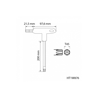 Bezpečnostní klíče Torx typu T, dlouhé TT45