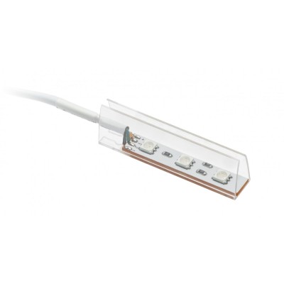 Plastová osvětlovací spona pro skleněnou polici 0.6W / 12V, 3 led RGB, 2m kabel, zásobník Zásobník Niem