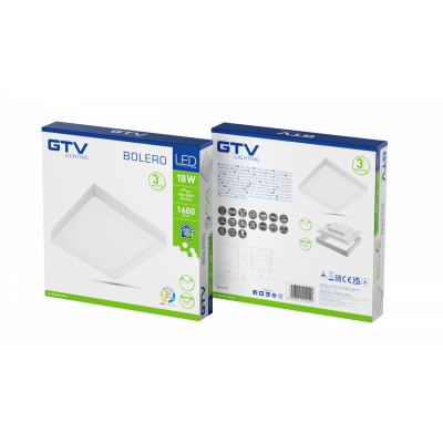 LED svítidlo BOLERO, 18 W, 1600 lm, AC 175–250 V, 50/60 Hz, PF 0,5, RA 80, IP40, vyzařovací úhel 120°, 6 v 1