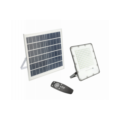 Solární LED reflektor BRAVOS, 150W, 1500lm, 6400K, IP65, 120°, solární panel, dálkové ovládání, 3r