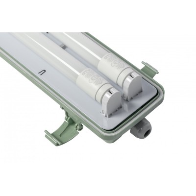 Voděodolné svítidlo HELIOS-LED 218 BIS, T8 LED, G13, AC 220–240 V, 50/60 Hz, IP65, ABS/PS, s kabeláží