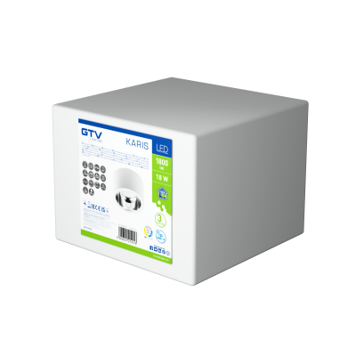 LED svítidlo KARIS, 18 W, max. 1800 lm, AC 220–240 V, 50/60 Hz, 60°, IP44, 3000/4000/6400 K, montáž na omítku, UGR 19, bílé