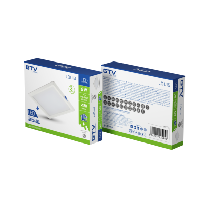 LED svítidlo LOUIS typ downlight, IP54, 6 W, 480 lm, AC 176–264 V, 50/60 Hz, 120°, 4000 K, vestavné, čtverec
