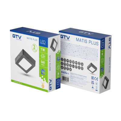 MATIS PLUS LED svítidlo, podsvícení, 7W, černá, 3000K, 560lm, AC220-240V, přisazené, IP20, 120°