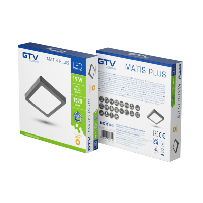 MATIS PLUS LED svítidlo, podsvícení, 19W, černá, 3000K, 1520lm, AC220-240V, přisazená, IP20, 120°