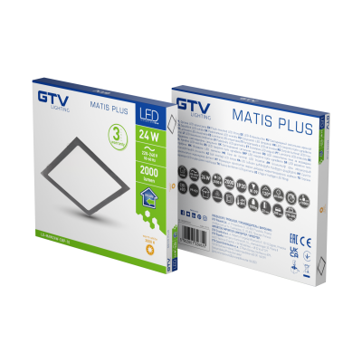 MATIS PLUS LED svítidlo, stropní svítidlo, 24W, černá, 3000K, 2000lm, AC220-240V, zadlabací svítidlo, IP20, 120°