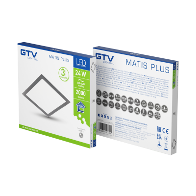MATIS PLUS LED svítidlo, podhledové svítidlo, 24W, černá, 4000K, 2000lm, AC220-240V, zadlabací svítidlo, IP20, 120°