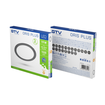 LED svítidlo ORIS PLUS, podhledové svítidlo, 19W, černá, 3000K, 1520lm, AC220-240V, zapuštěné, IP20, 120°