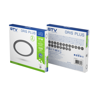 LED svítidlo ORIS PLUS, podsvícení, 19W, černá, 4000K, 1520lm, AC220-240V, zapuštěné, IP20, 120°