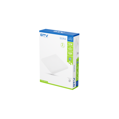 LED svítidlo SORA typ downlight, IP54, 12 W, 1200 lm, AC 220–240 V, 50/60 Hz, 120°, 4000 K, vestavné, čtverec