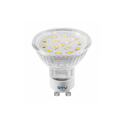 Žárovka LED, SMD 2835, teplá bílá, GU10, 4 W, 230 V, vyzařovací úhel 120*, 320 lm, 43 mA