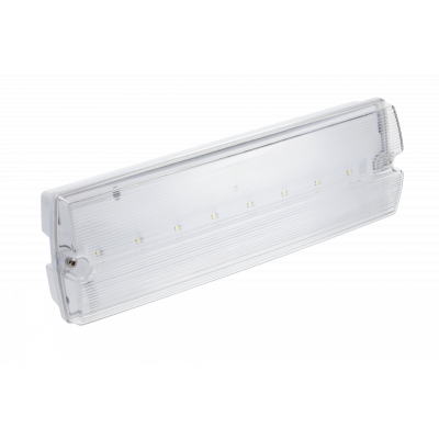 Nouzové svítidlo TERNO-1 LED, 3 W, 250 lm, AC 220–240 V, 50–60 Hz, IP65, 1 h, 6400 K, 2 prac. režimy, TLAČÍTKO TEST