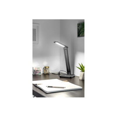 Stolní lampa IZUKA LED, 6 W, 400 lm, AC 220–240 V, 50/60 Hz, CCT, indukční nabíječka, černá