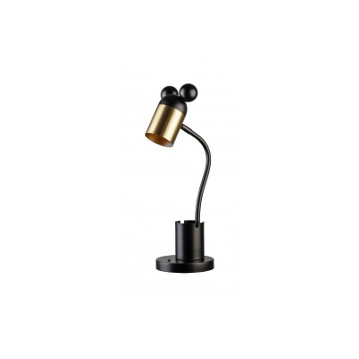 Stolní lampa MYŠ, 0505, max.250V, 50/60Hz, 1*E27, max.25 W, prům.8 cm, IP20, černá/zlatá