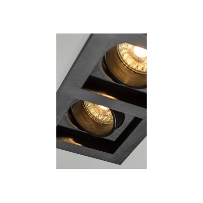 Stropní bodové svítidlo RUBIO, 187x102 mm, IP20, čtvercové, dvojité, černé