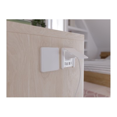 Nábytková zásuvka s výklopnou klapkou, 1x francouzská zásuvka, 2xUSB A RJ45, kabel 1,5m, bílá