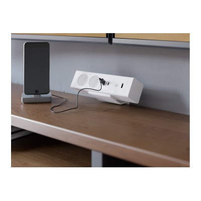 Nábytková zásuvka, 2x francouzská zásuvka, 1xUSB A, 1xUSB C. 1xRJ45,1xHDMI,, kabel 1,5m, bílá