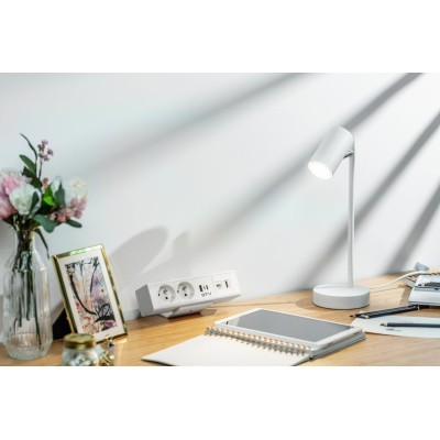 Nábytková zásuvka, 2x francouzská zásuvka, 1xUSB A, 1xUSB C. 1xRJ45,1xHDMI,, kabel 1,5m, bílá