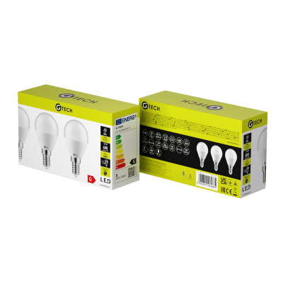 G-TECH LED Světelný Zdroj, 3ks., A-G, B45, 4000K, E14, 5,0W, AC220-240V, 200°, 400lm, 54mA