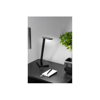 Stolní lampa Tritton, 6 W, 340 lm, AC 220–240 V, 4-CCT, Wireless Charging, USB, PF 0,5, RA 80, černá