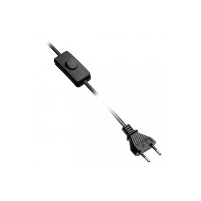 Napájecí kabel se zástrčkou, s vypínačem, 2m, černý, 2x0,75mm2
