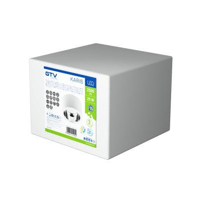 LED svítidlo KARIS, 25 W, max. 2500 lm, AC 220–240 V, 50/60 Hz, 60°, IP44, 3000/4000/6400 K, montáž na omítku, UGR 19, bílé