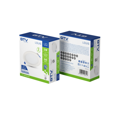 LED svítidlo LOUIS typ downlight, IP54, 3 W, 240 lm, AC 176–264 V, 50/60 Hz, 120°, 4000 K, vestavné, kruhové