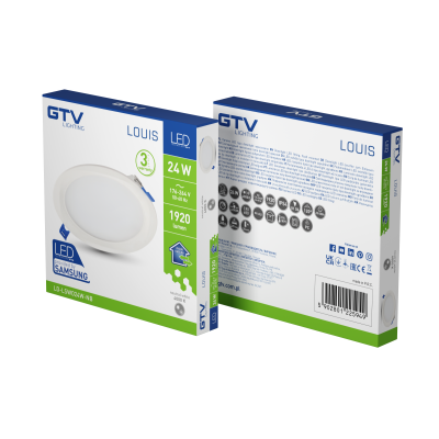 LED svítidlo LOUIS typ downlight, IP54, 24 W, 1920 lm, AC 176–264 V, 50/60 Hz, 120°, 4000 K, vestavné, kruhové