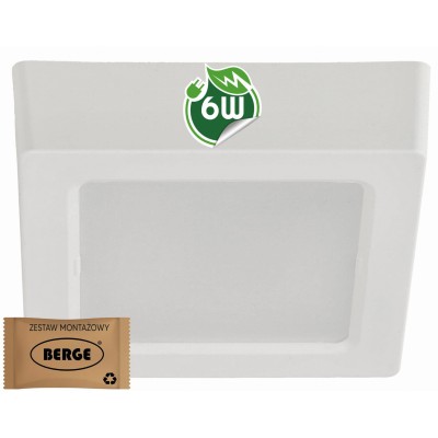 BERGE Čtvercový LED panel bílý - přisazený - 6W - PC - neutrální bílá