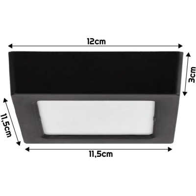 BERGE Čtvercový LED panel černý - přisazený - 6W - PC - neutrální bílá