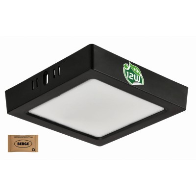 BERGE Čtvercový LED panel přisazený - černý - 12W - PC - neutrální bílá