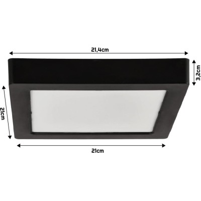 BERGE Čtvercový LED panel přisazený - černý - 18W - PC - neutrální bílá