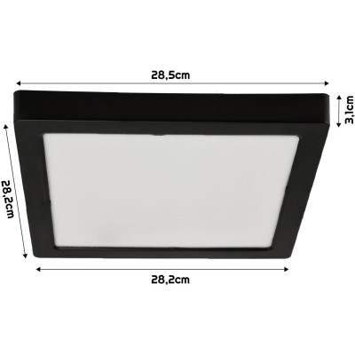 BERGE Čtvercový LED panel přisazený černý - 24W - PC - neutrální bílá