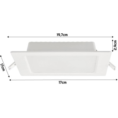 BERGE Čtvercový LED panel zapuštěný - bílý - 12W - PC - neutrální bílá