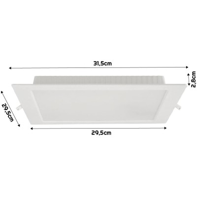 BERGE Čtvercový LED panel zapuštěný bílý - 24W - PC - neutrální bílá