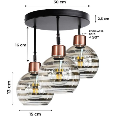 BERGE LED kulaté stropní svítidlo 3xE27 GLASS BALL