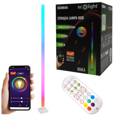 ECOLIGHT LED RGB stojací lampa TUYA bílá + dálkový ovladač