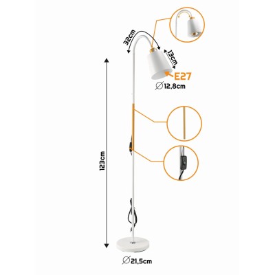 BERGE LED stojací lampa 1xE27 150cm bílá