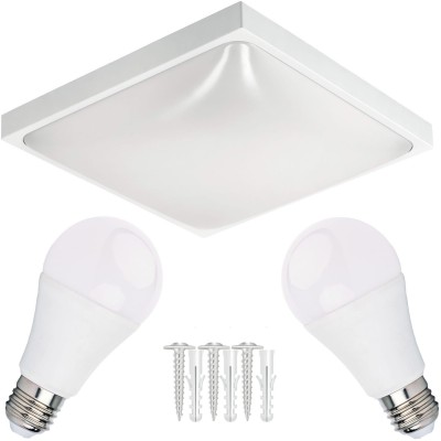 ECOLIGHT LED stropní svítidlo 2xE27 čtvercové bílé + 2x E27 10W neutrální bílá žárovka