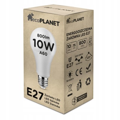 ECOLIGHT LED stropní svítidlo 2xE27 čtvercové bílé + 2x E27 10W neutrální bílá žárovka