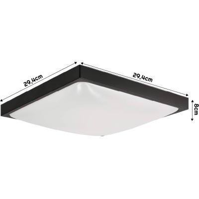 ECOLIGHT LED stropní svítidlo 2xE27 čtvercové černé + 2x E27 10W neutrální bílá žárovka