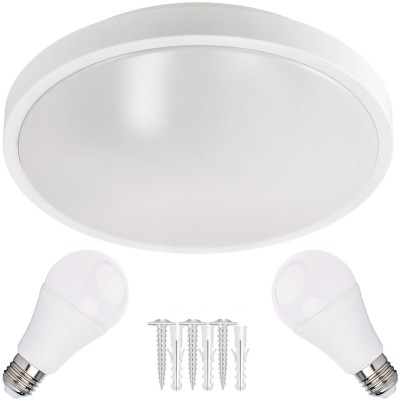 ECOLIGHT LED stropní svítidlo 2xE27 kulatá bílá + 2x E27 10W neutrální bílá žárovka