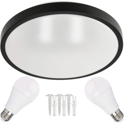 ECOLIGHT LED stropní svítidlo 2xE27 kulatá černá + 2x E27 10W neutrální bílá