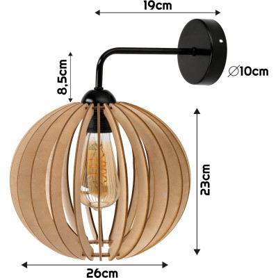 BERGE Nástěnné LED svítidlo 1x E27 DENSE dřevěná koule