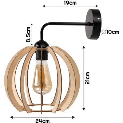 BERGE Nástěnné svítidlo 1x E27 DŘEVĚNÁ KOULE