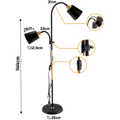 BERGE Stojací LED lampa 2xE27 černá