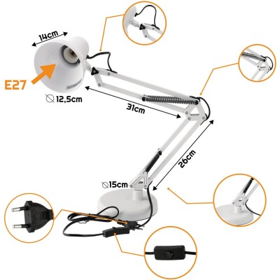 BERGE Stolní LED lampa 1xE27 bílá