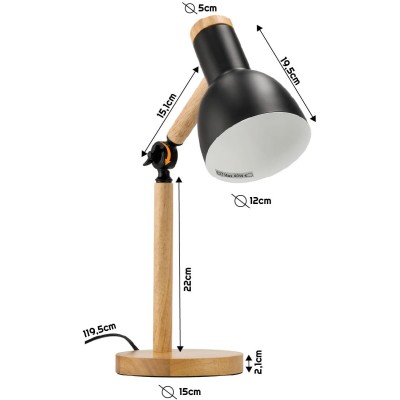 BERGE Stolní LED lampa Ryga 1xE27 černá